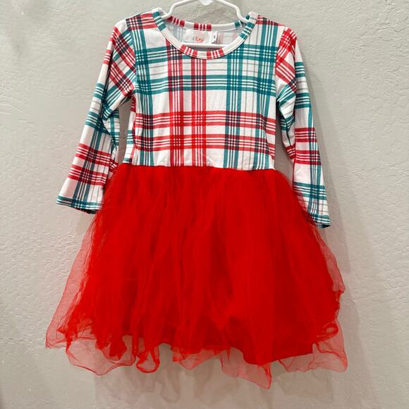 Mila & Rose Christmas Plaid Red Tulle Dress - Picture 1 of 9